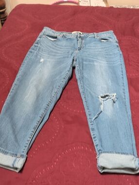 Light Blue Distressed Boyfriend Jeans for Women